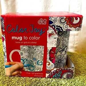 New Color Joy 11oz Stoneware Mug To Color Paisley Floral Theme Craft Kit